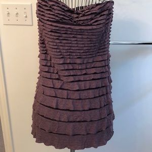 Strapless ruffled plum dress